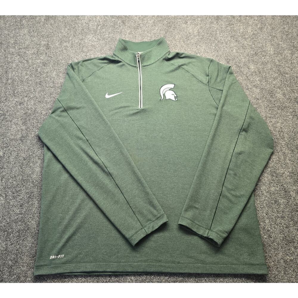 Michigan State Spartans Nike Dri Fit 1/4 Zip Green Lightweight Pullover 2XL